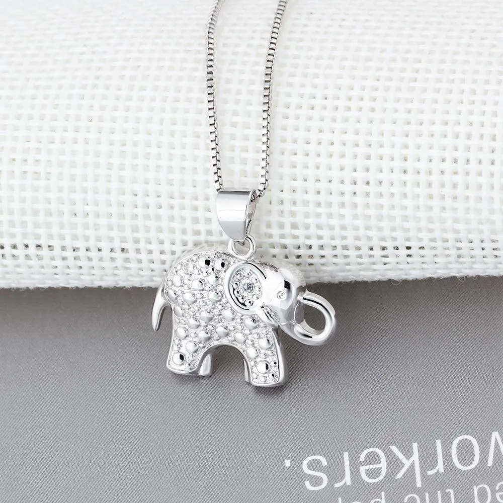 Fashion Box Chain Necklace with Elephant Shape Pendant, Party Jewelry for Women