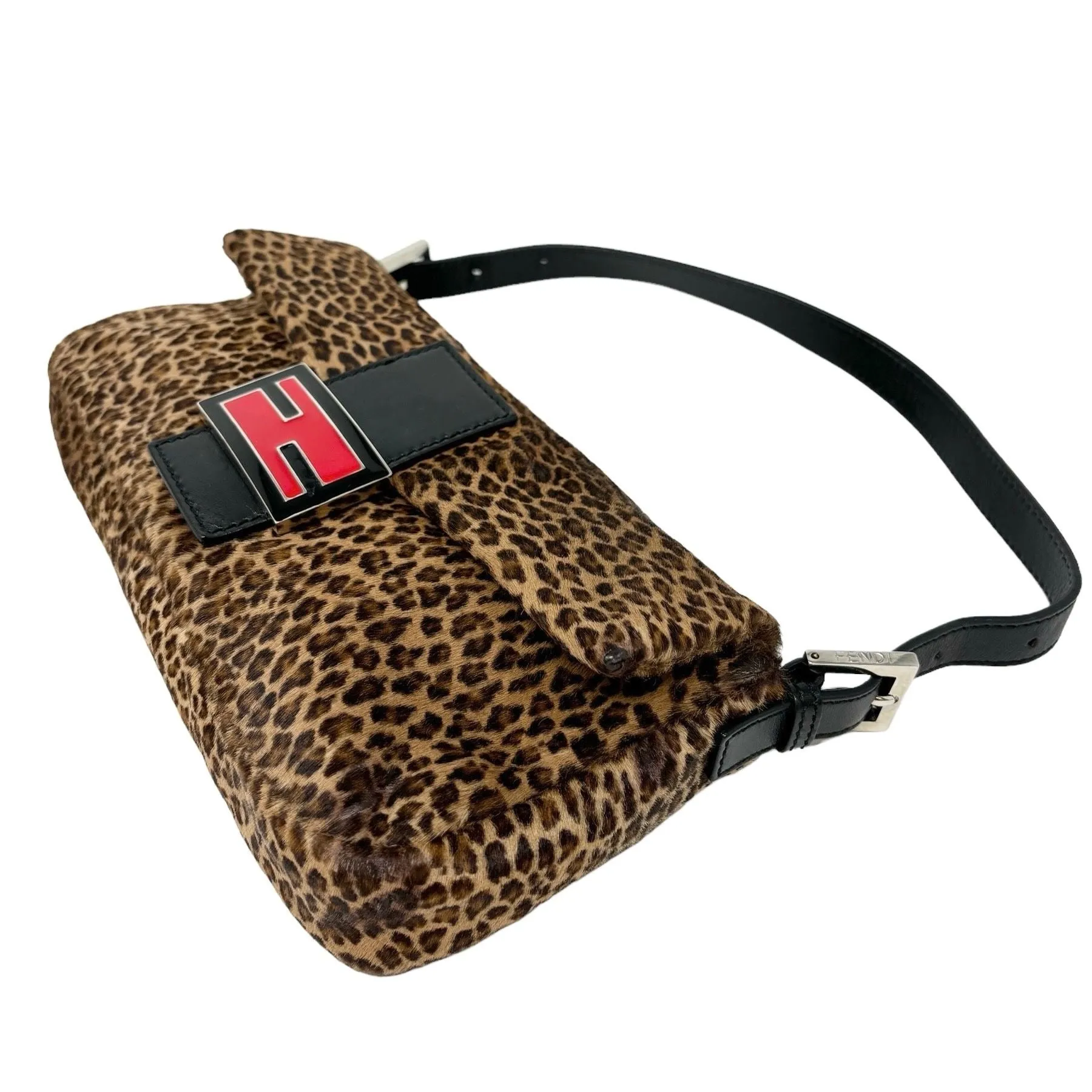 Fendi Cheetah   Red Baguette Bag