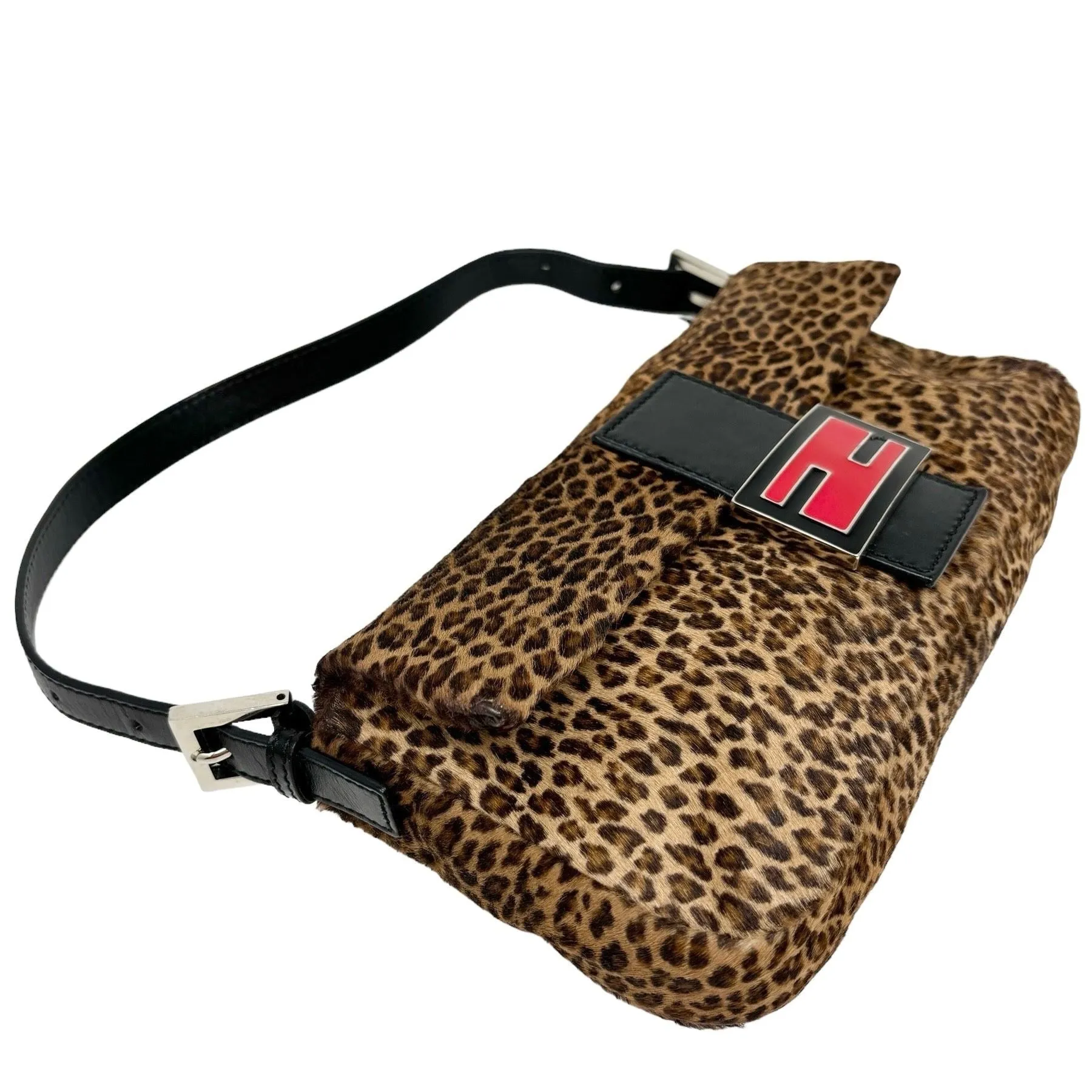 Fendi Cheetah   Red Baguette Bag