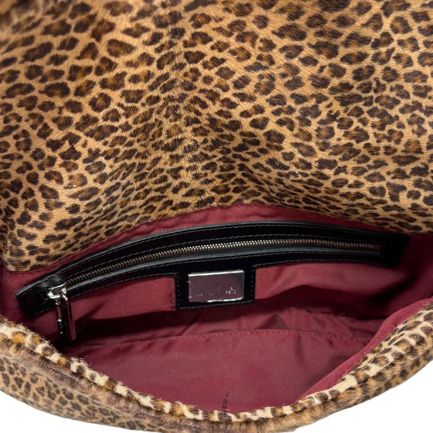 Fendi Cheetah   Red Baguette Bag