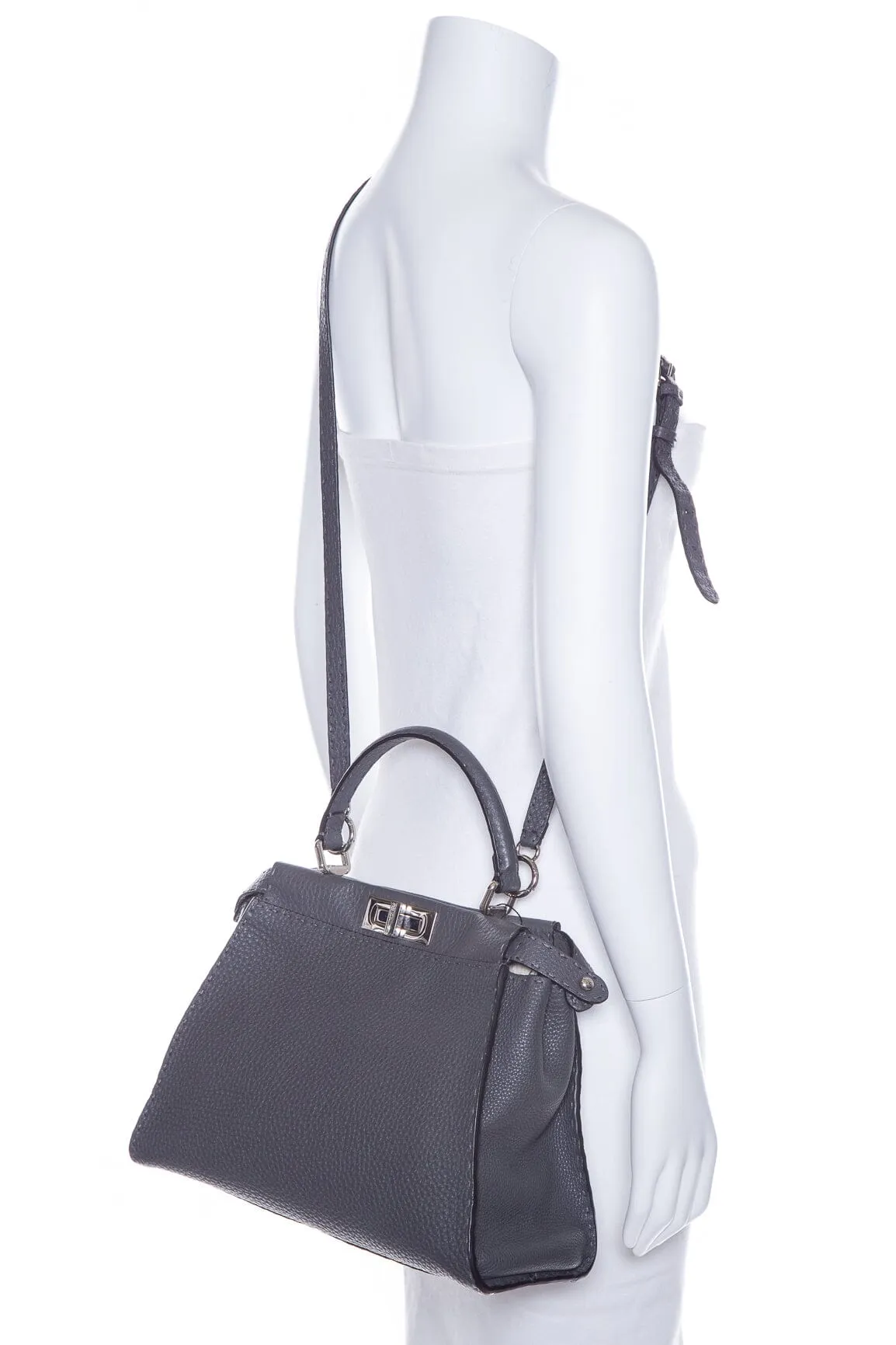 Fendi Slate Gray Medium Selleria Peekaboo
