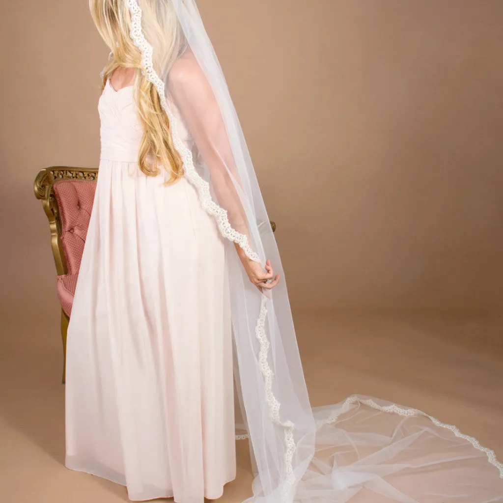 Fernanda Champagne Beaded Veil