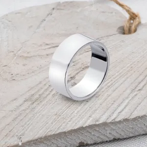 Flat - Shaped Solid Sterling Silver Band - 8mm Wide (Trade Price)