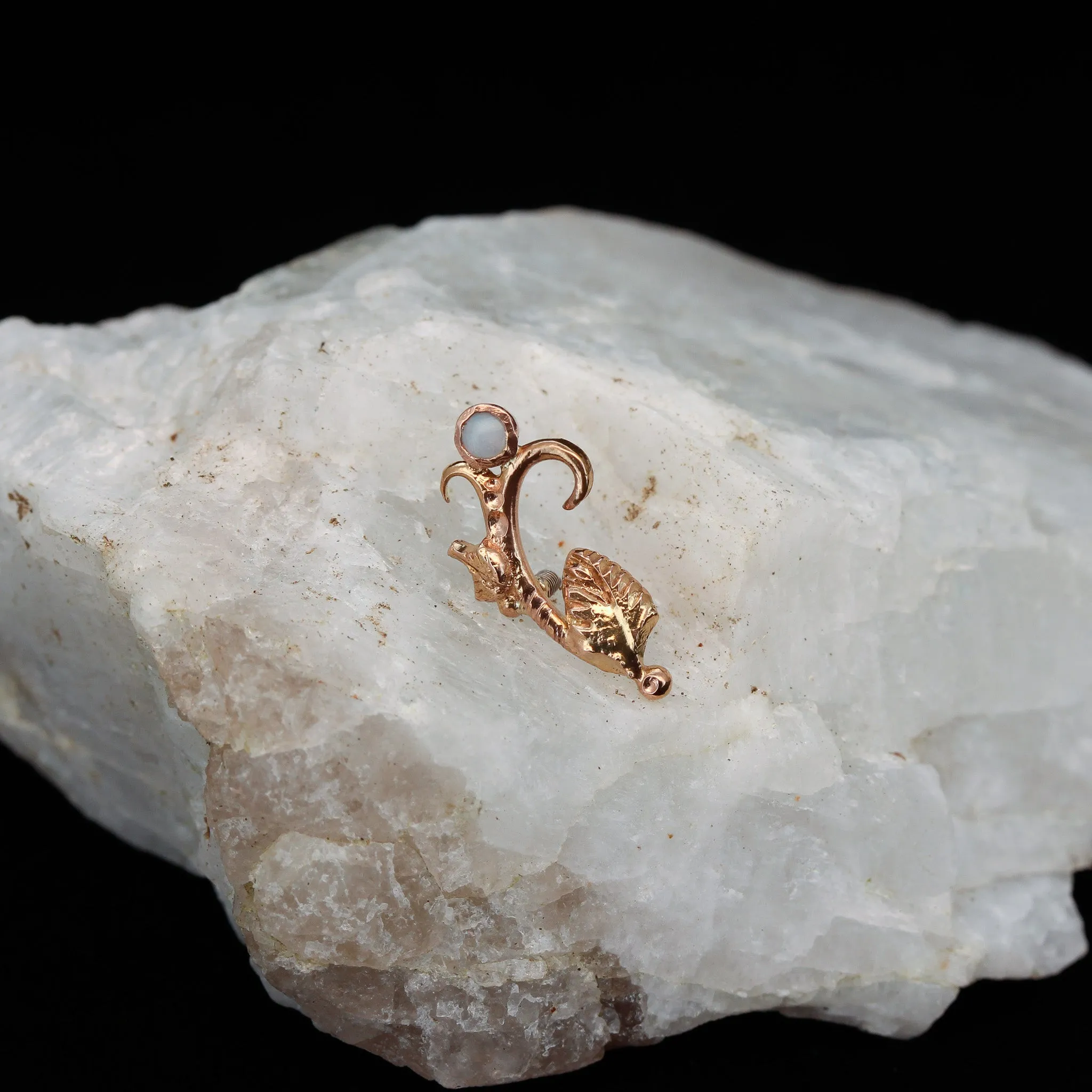 Flourish in Mixed Metals with Opal - Threaded End - 14ga