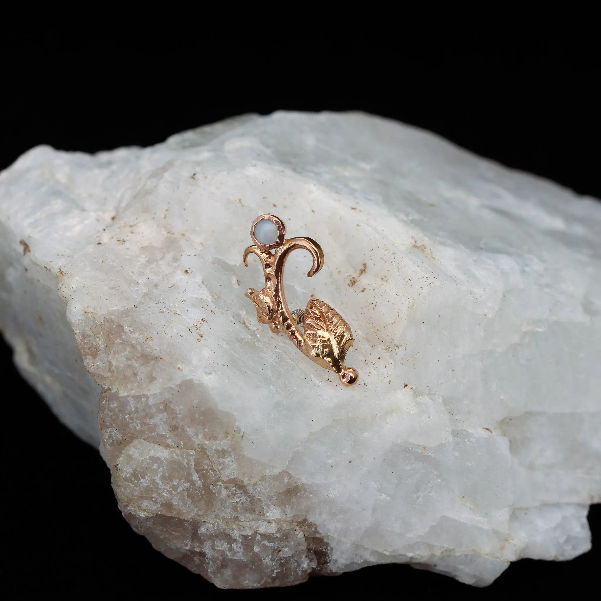 Flourish in Mixed Metals with Opal - Threaded End - 14ga