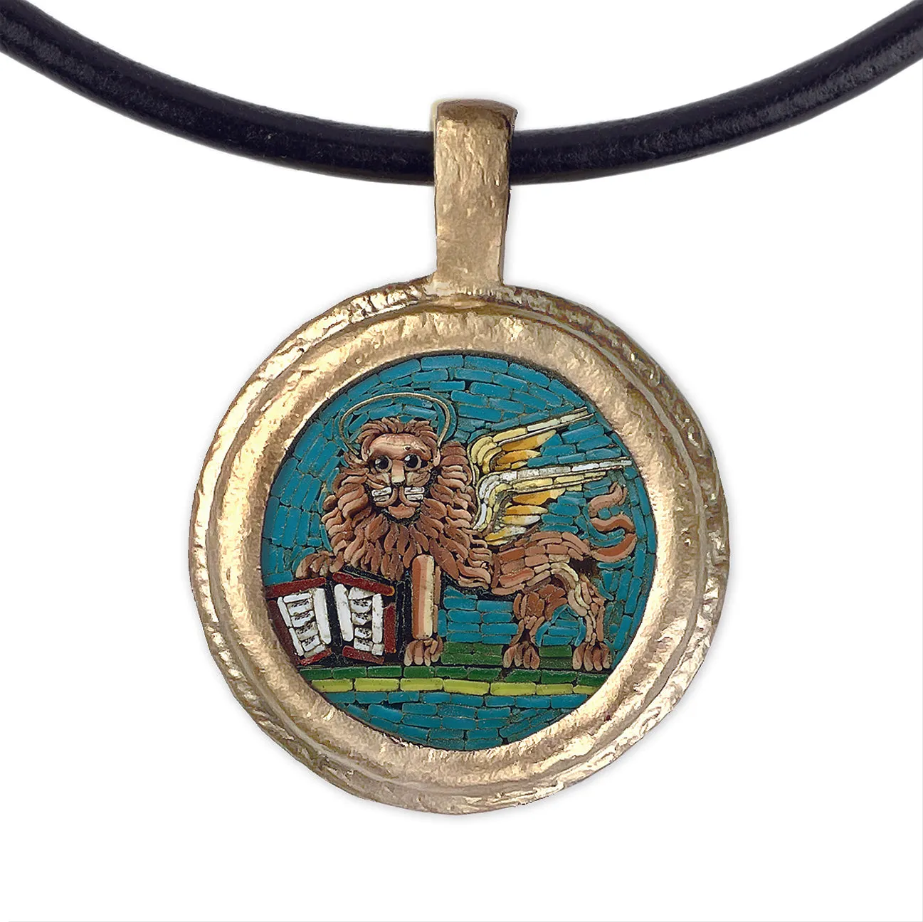 Fob Necklace, Micromosaic Lion