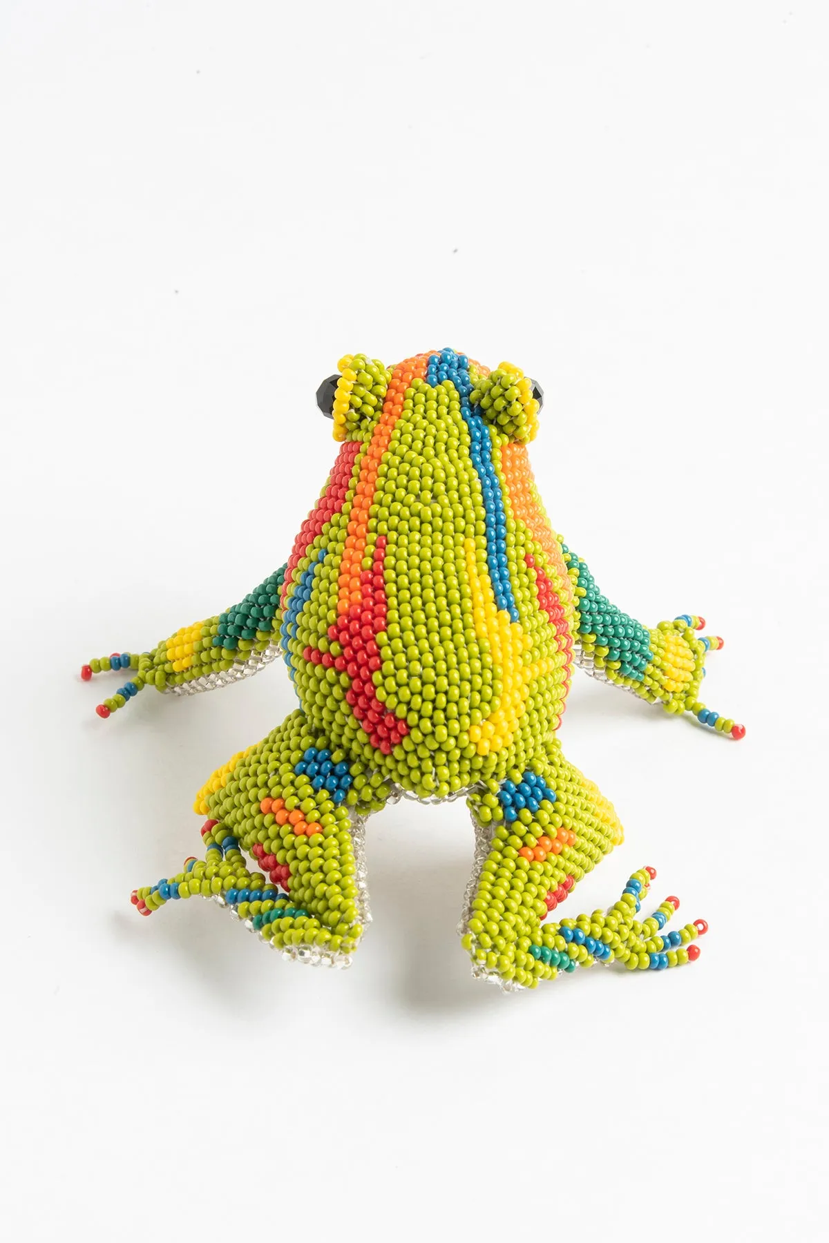 Frog; large; luster yellow-green, red, blue, orange, yellow