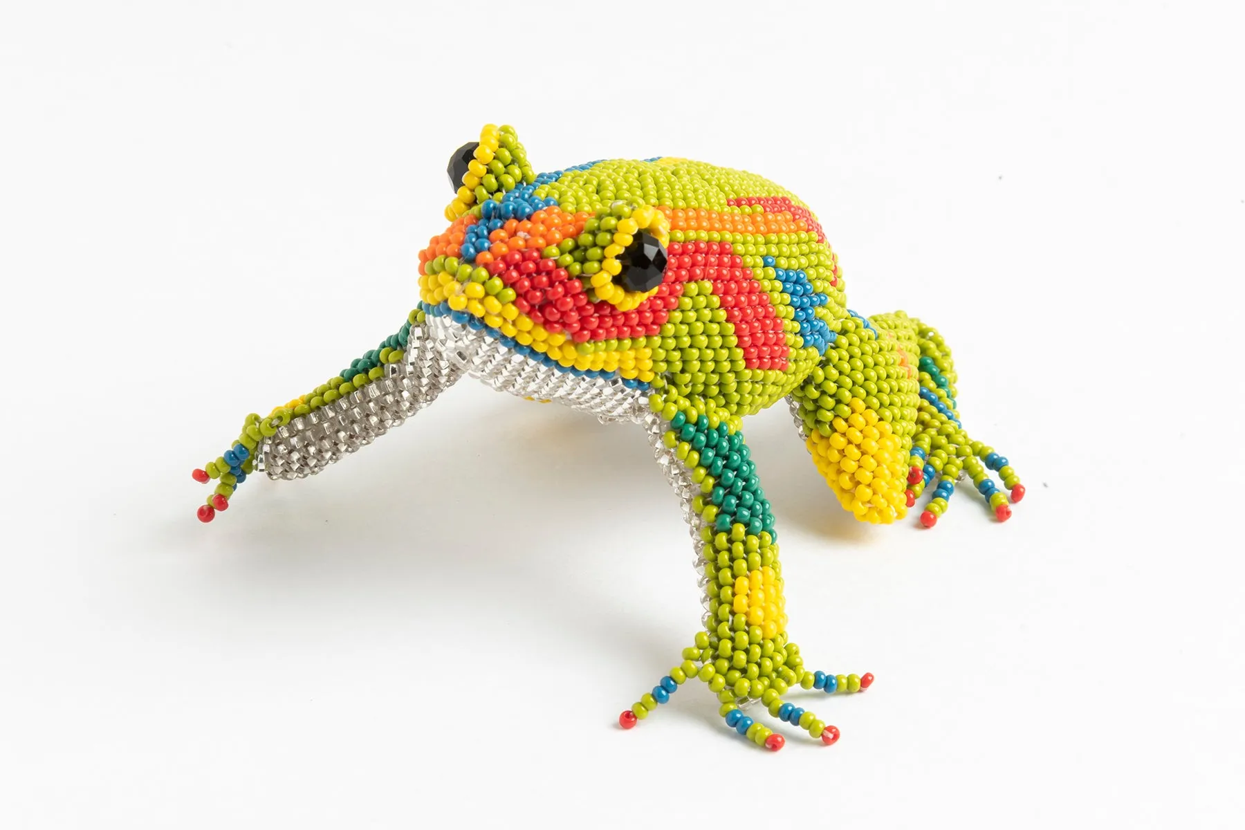 Frog; large; luster yellow-green, red, blue, orange, yellow