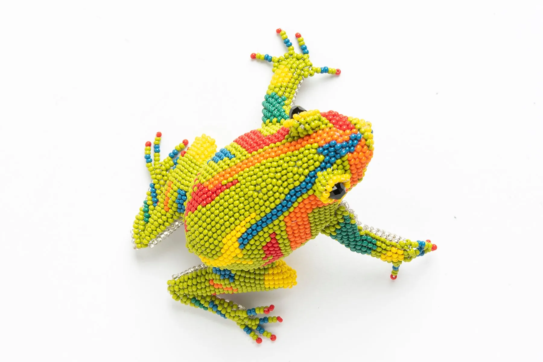 Frog; large; luster yellow-green, red, blue, orange, yellow