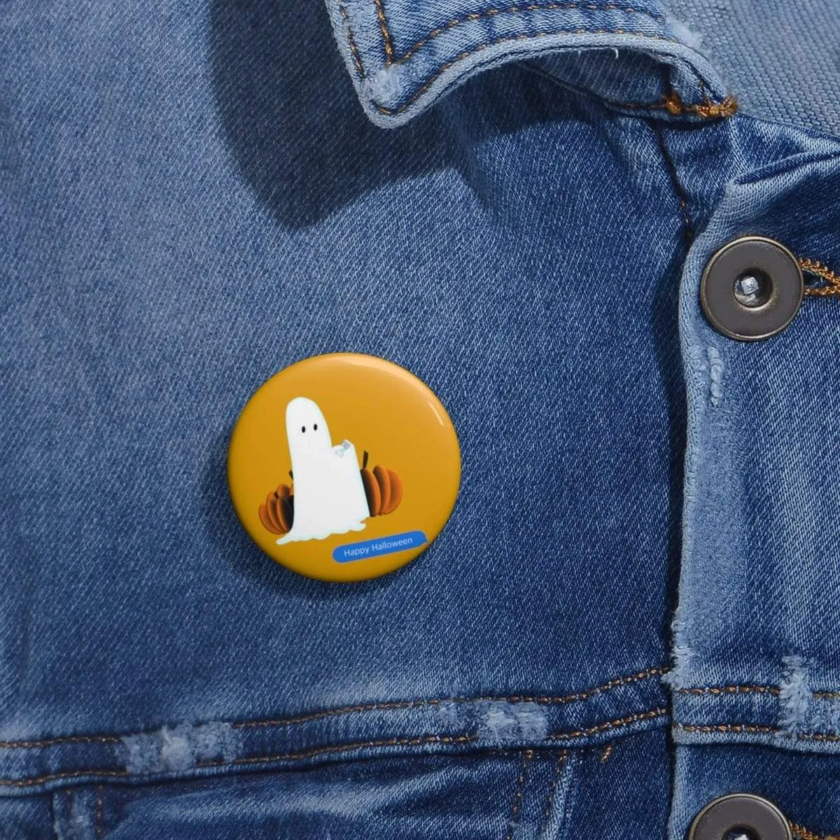 Funny Happy Halloween Text Message Pin Buttons