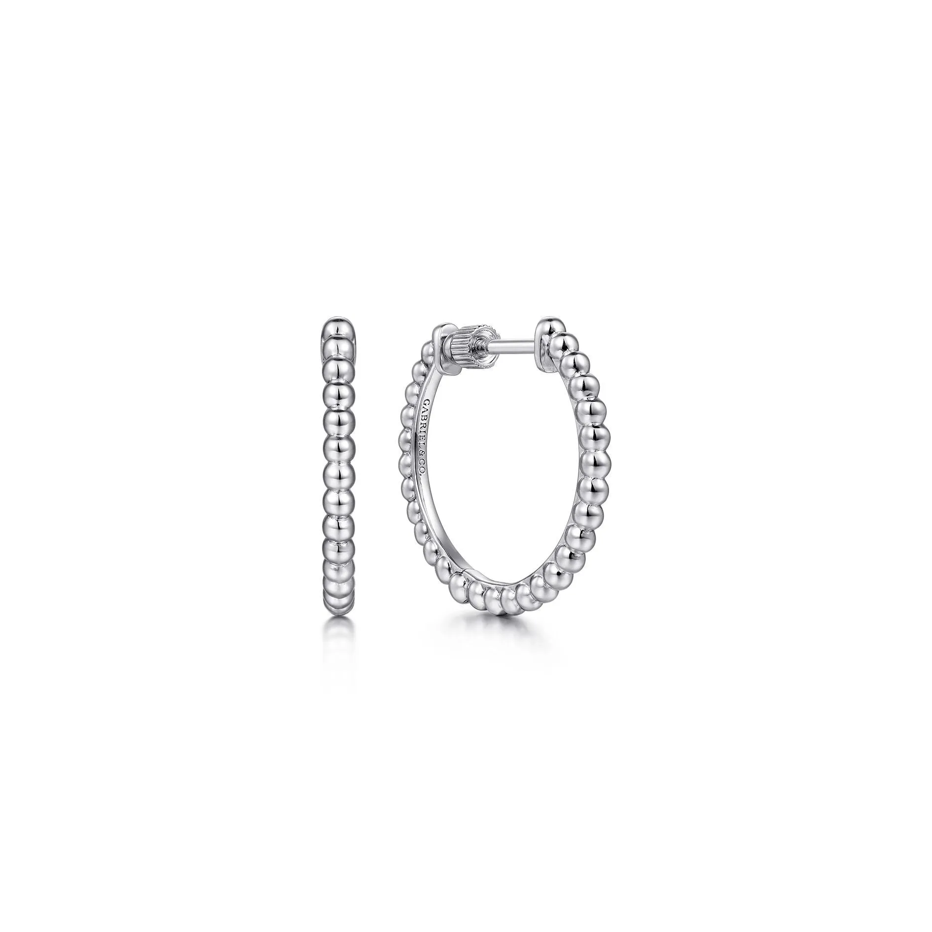 Gabriel Sterling Silver 20mm Bujukan Beaded Hoop Earring