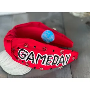 Game Day Seed Beaded Front Knot Headband.