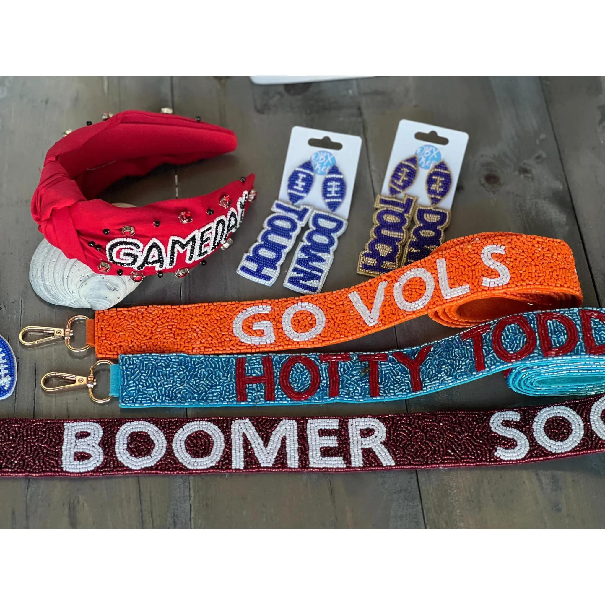 Game Day Seed Beaded Front Knot Headband.