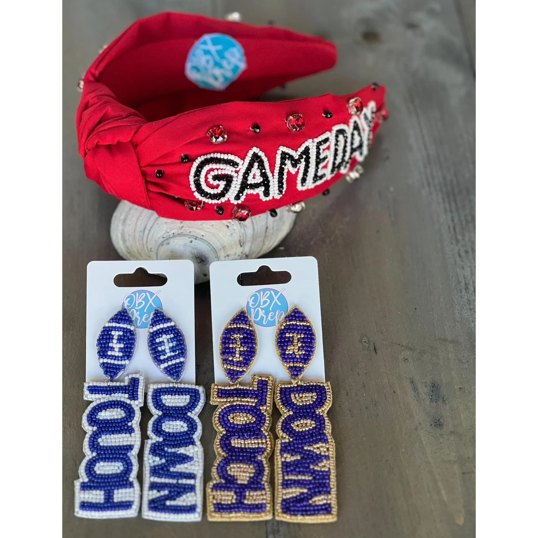 Game Day Seed Beaded Front Knot Headband