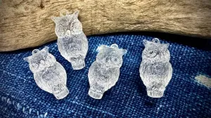 German Resin Bead Strand - Owls - Crystal Clear - 31mm x 15mm