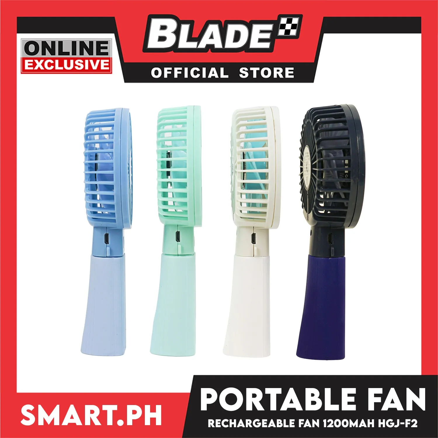Gifts Mini Fan 1200mAh Handheld With USB Cable HGJ-F2 (Assorted Colors)