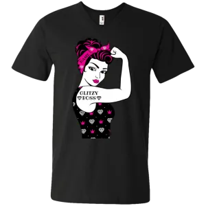 Glitzy Boss Custom Name V-Neck Tee Unisex