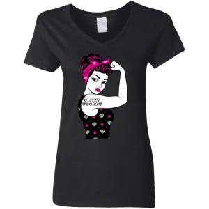 Glitzy Boss Custom Name Women's V-Neck Tee