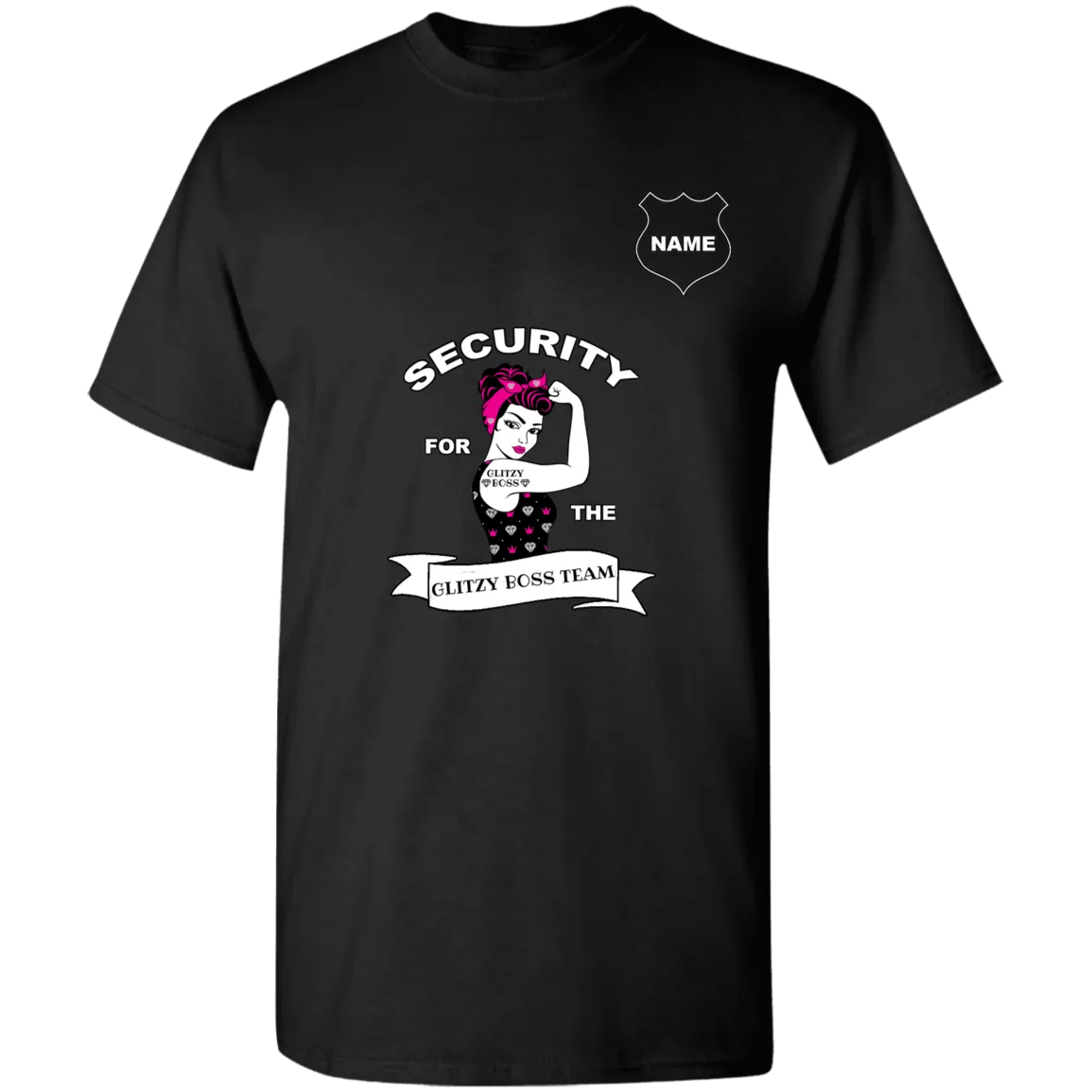 Glitzy Boss Security Customized Name T-Shirt