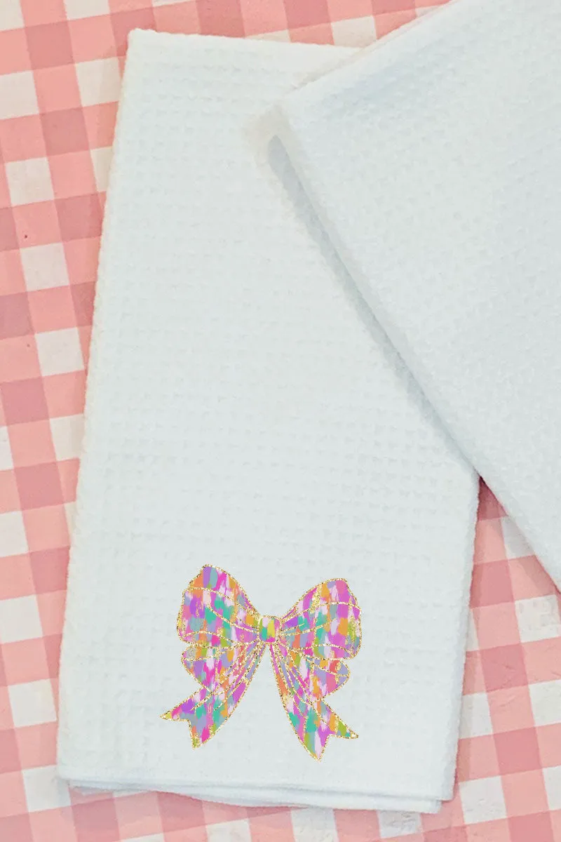 Glitzy Brushed Coquette Waffle Kitchen Towel