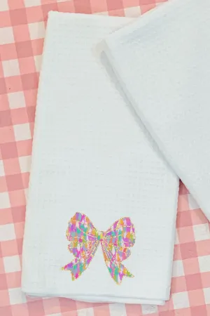 Glitzy Brushed Coquette Waffle Kitchen Towel