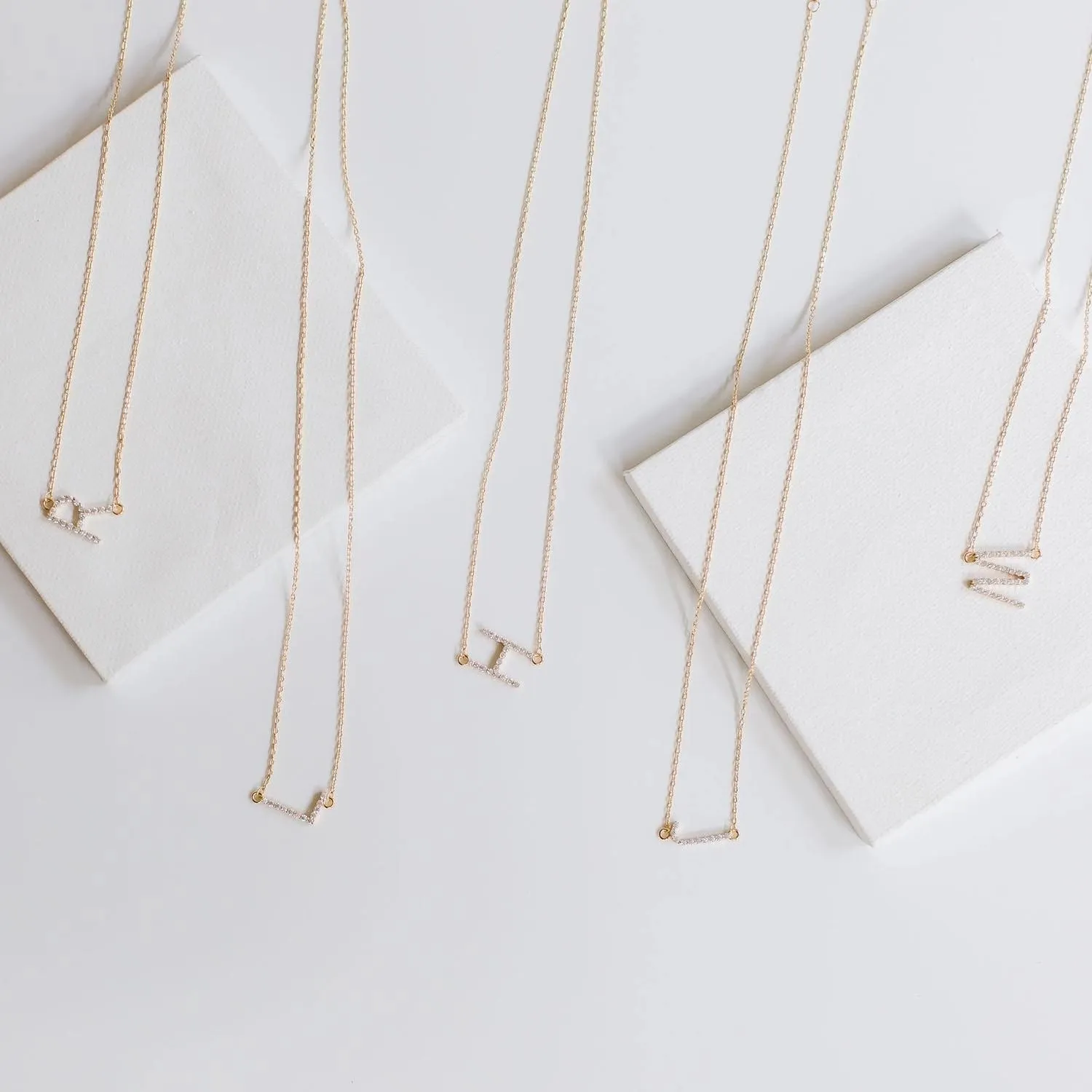 Glitzy Gold Sideways Initial Necklace