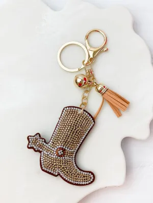 Glitzy Rhinestone Cowboy Boot Key Chain