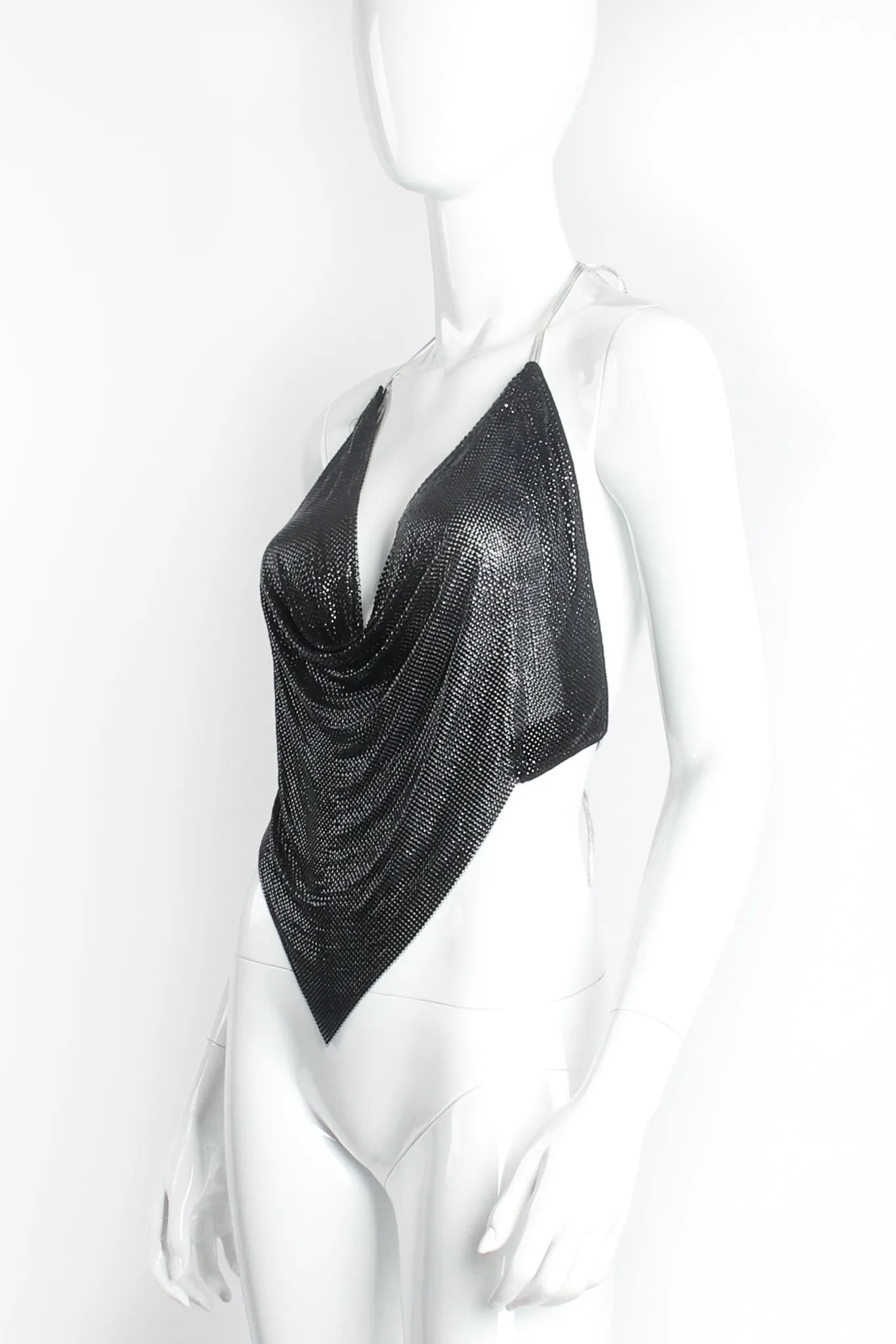 Glossy Black Metal Mesh Halter