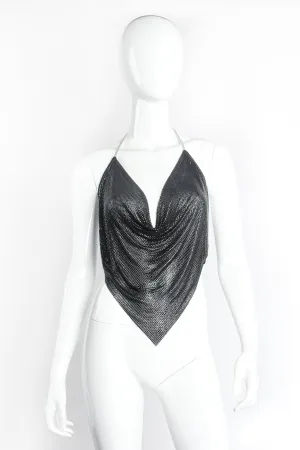 Glossy Black Metal Mesh Halter