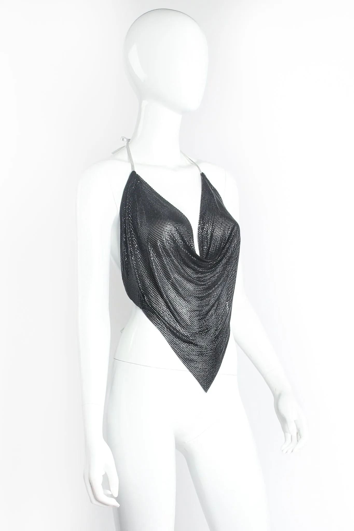 Glossy Black Metal Mesh Halter