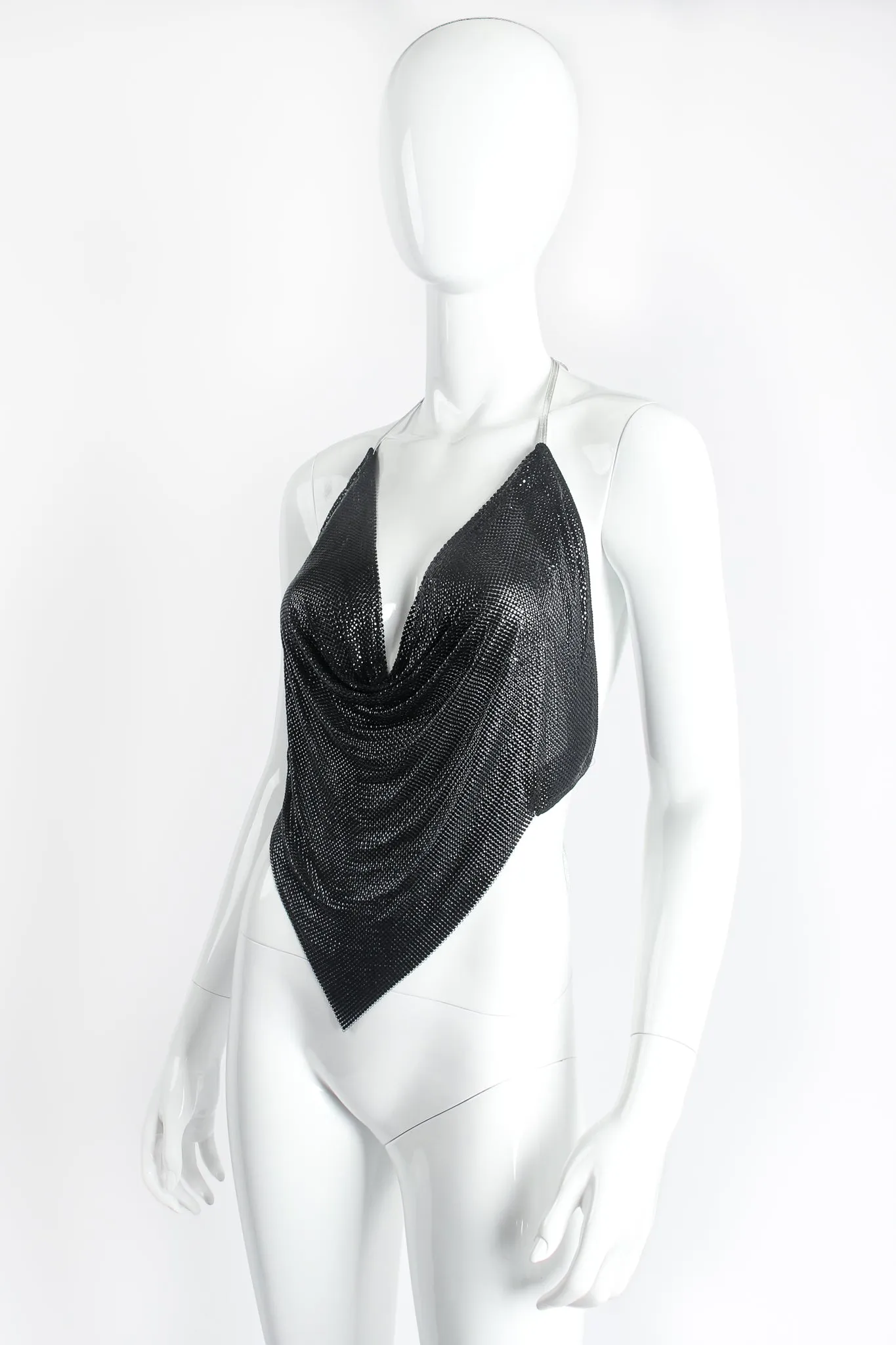 Glossy Black Metal Mesh Halter