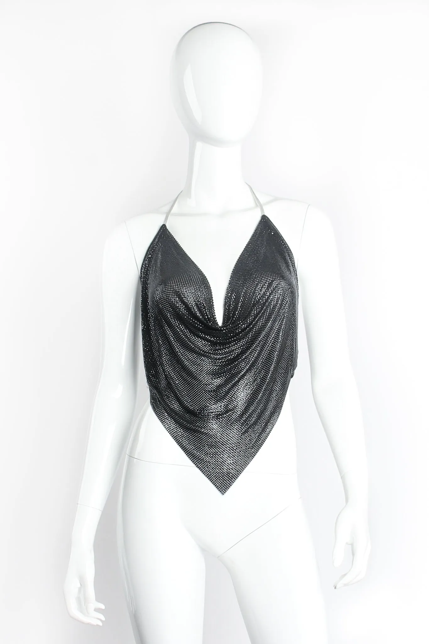 Glossy Black Metal Mesh Halter