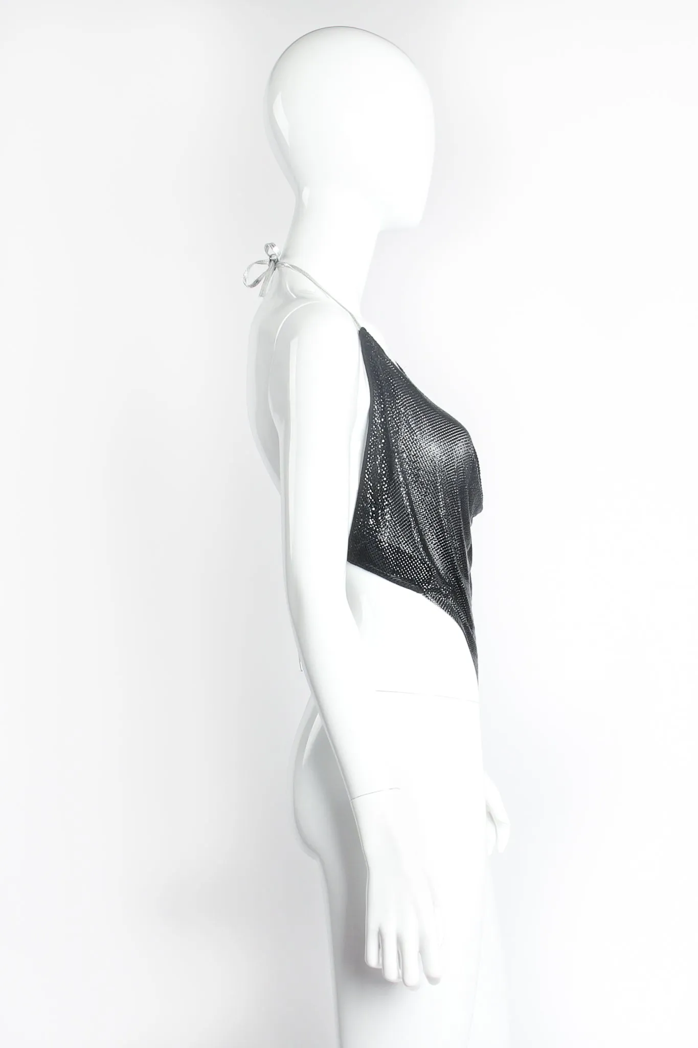 Glossy Black Metal Mesh Halter
