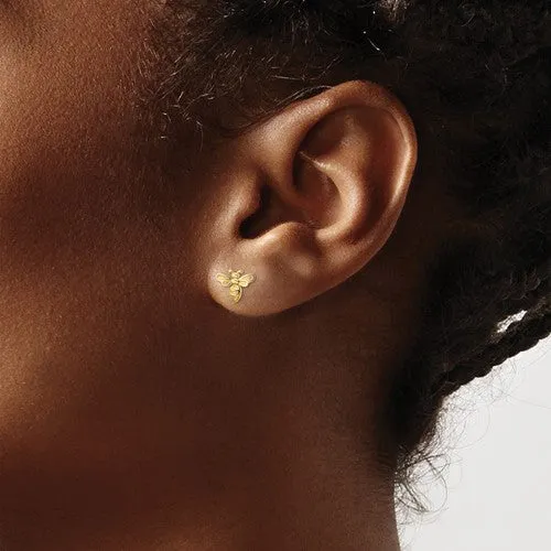Glossy Bumble Bee Stud Earrings (14K)