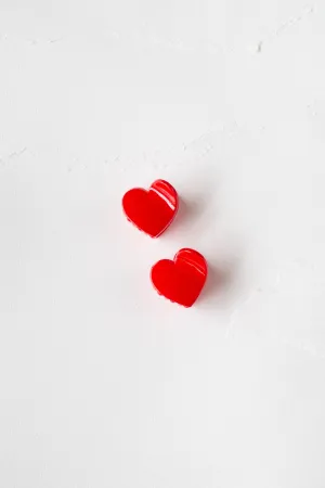Glossy Candy Hearts Hair Clip Set