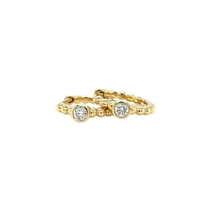 Gold and Diamond Beaded Huggies