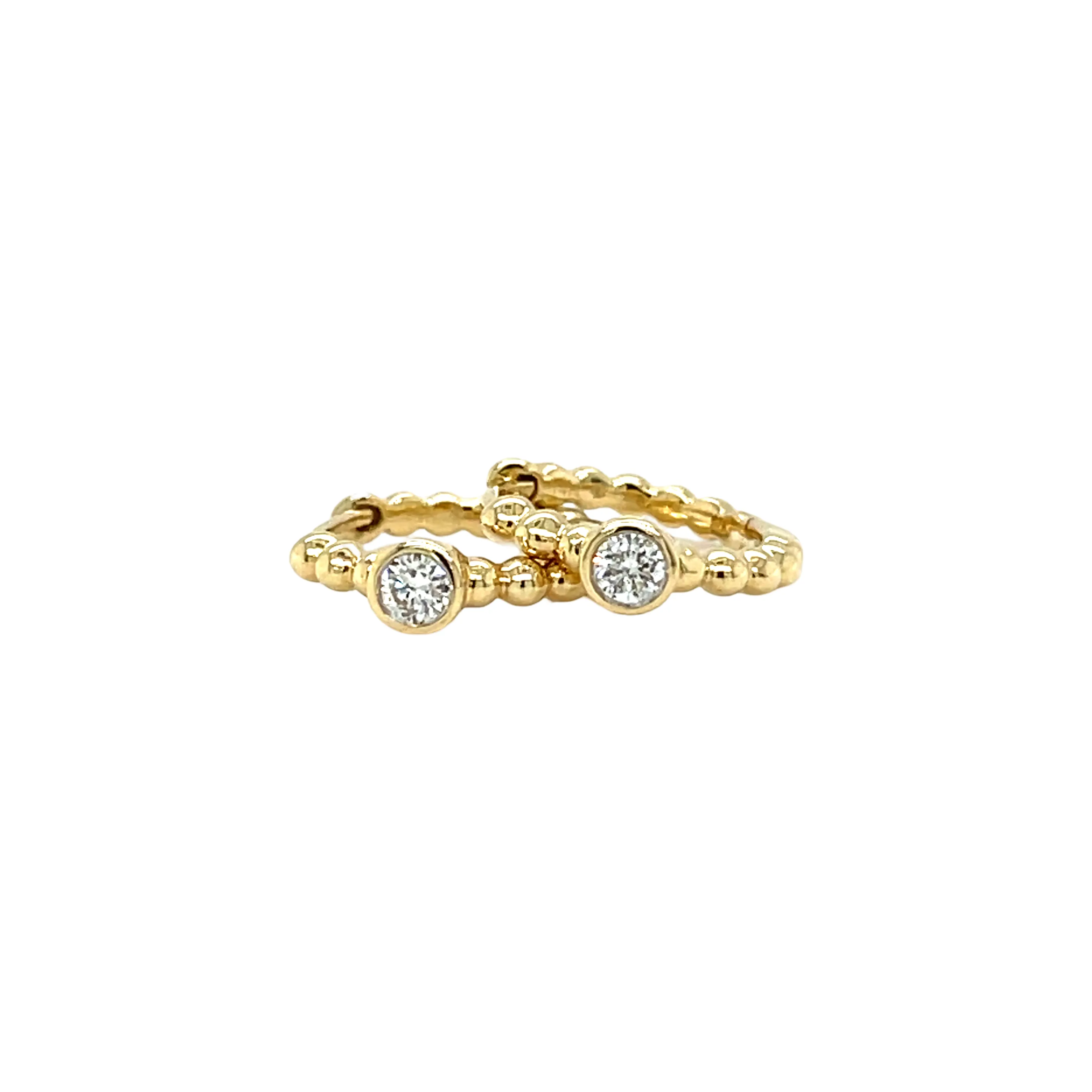 Gold and Diamond Beaded Huggies