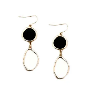 GOLD MULTI COLOR BLACK AND WHITE ENAMEL BEAD GOLD DANGLE EARRINGS  #SE31392_GLD (MG8)