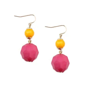 GOLD MULTI COLOR PINK AND YELLOW EARRING  #SE25758_GLD-MLT (LE24)
