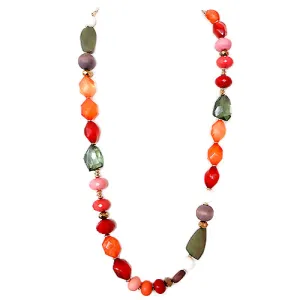 GOLD RED NECKLACE  #SC32009_GLD-RED (LH22/FG22)