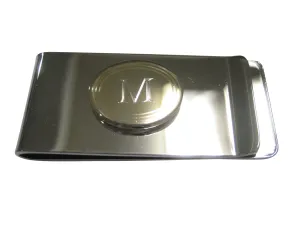 Gold Toned Etched Oval Letter M Monogram Money Clip