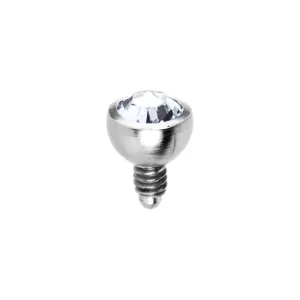 Grade 23 Solid Titanium Internally Threaded Clear Gem 3MM Dermal Ball Top