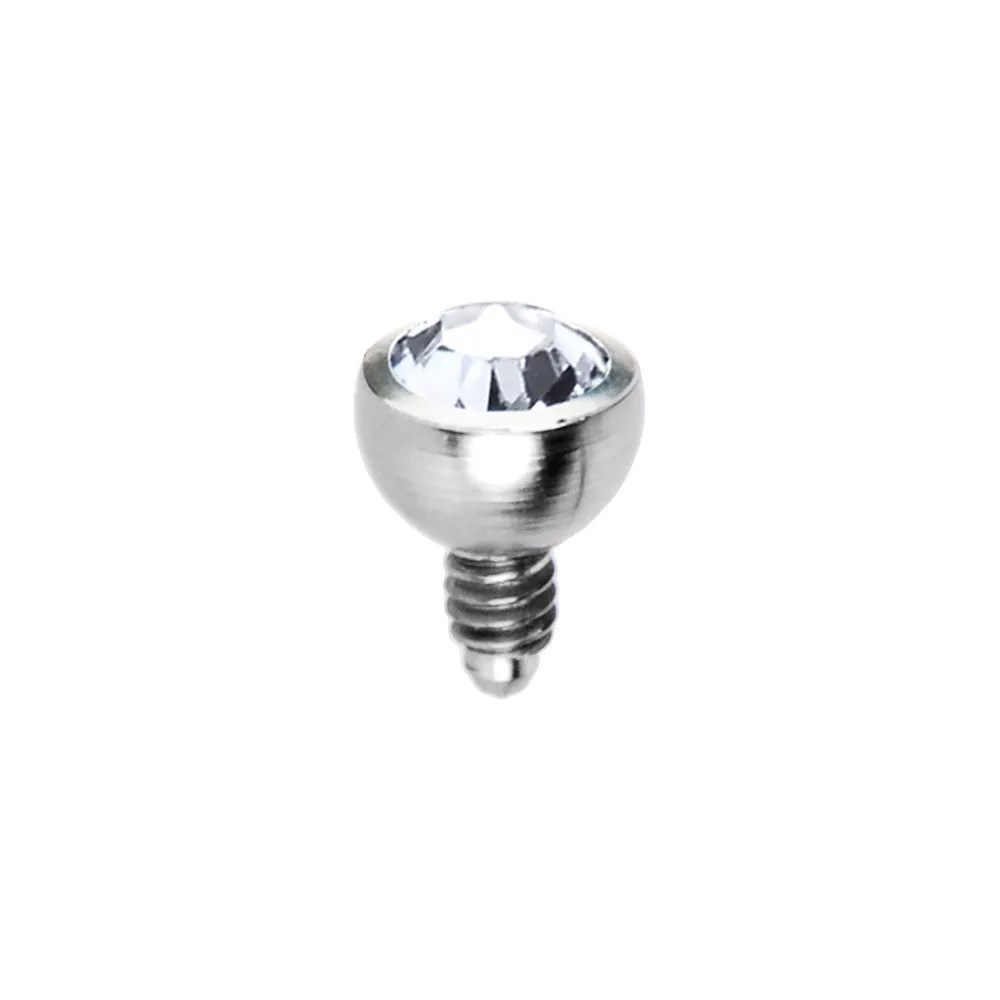 Grade 23 Solid Titanium Internally Threaded Clear Gem 3MM Dermal Ball Top