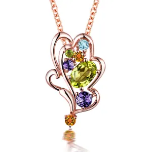 Green Crystal & Cubic Zirconia Leaf Pendant Necklace