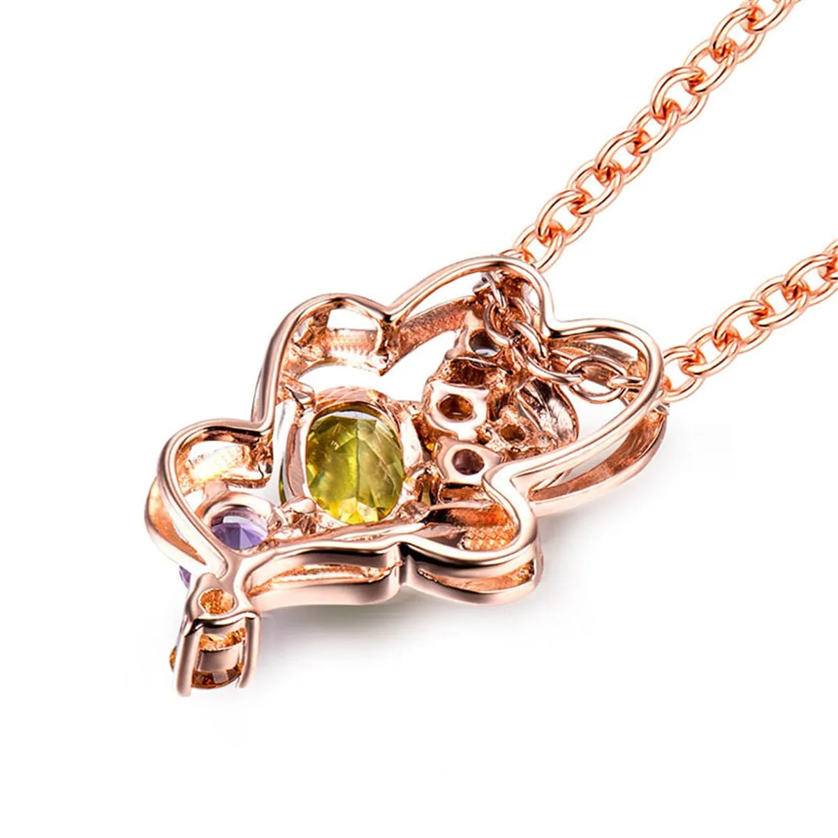 Green Crystal & Cubic Zirconia Leaf Pendant Necklace