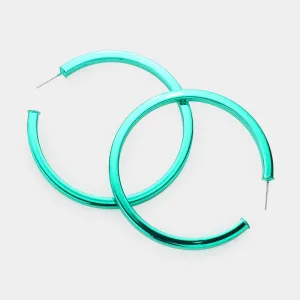 Green Hoop Earrings | 2.4" | Fun Fashion Earrings |  611646