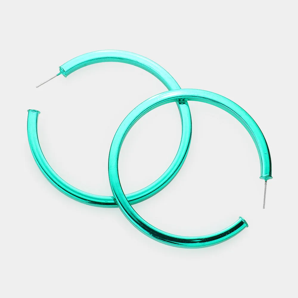 Green Hoop Earrings | 2.4" | Fun Fashion Earrings |  611646