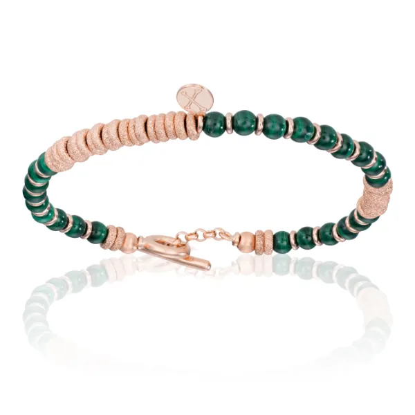 Green Malaquite Stone and Rose Gold Gift Idea for her