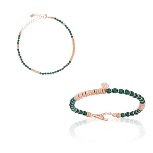 Green Malaquite Stone and Rose Gold Gift Idea for her