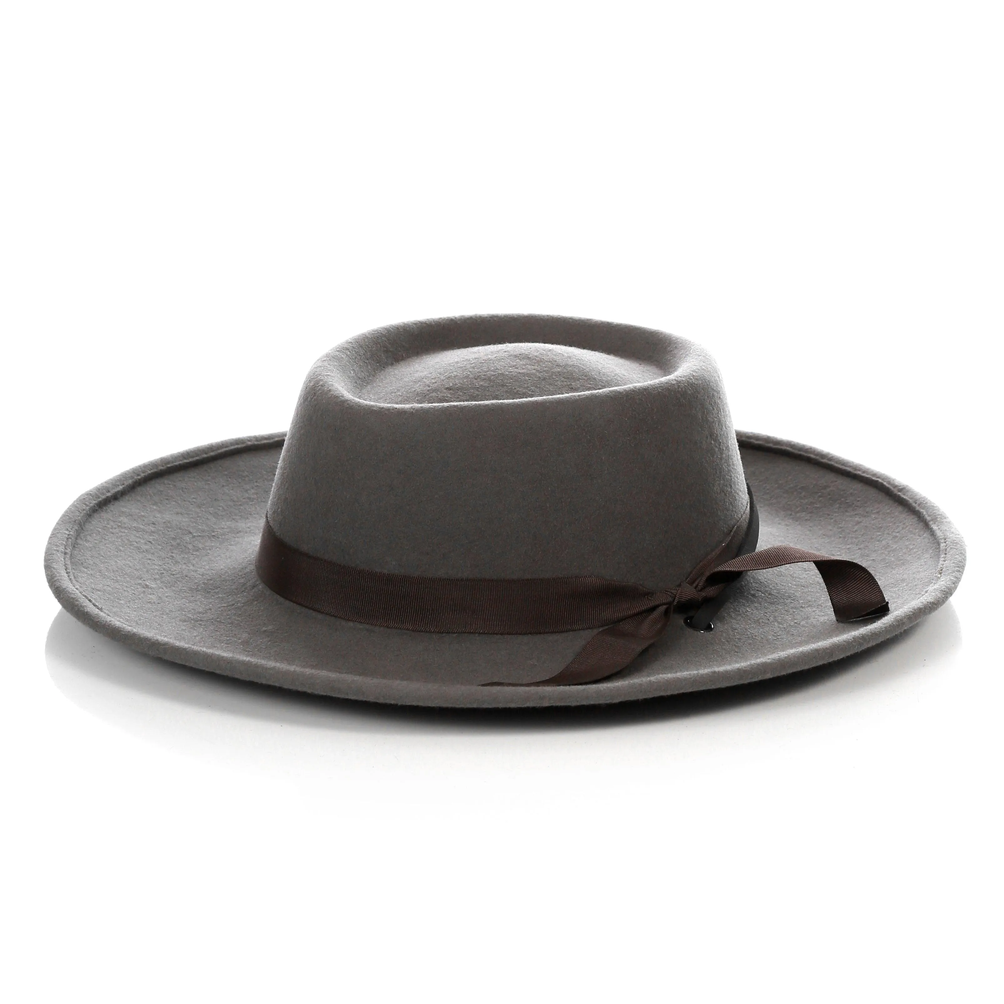 Grey Fedora Earp Wide Brim Hat